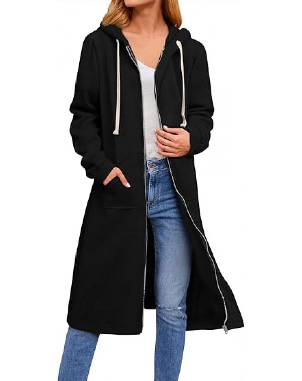 Geenhatt   Women's Long Zip Up Oversized Drawstrin...