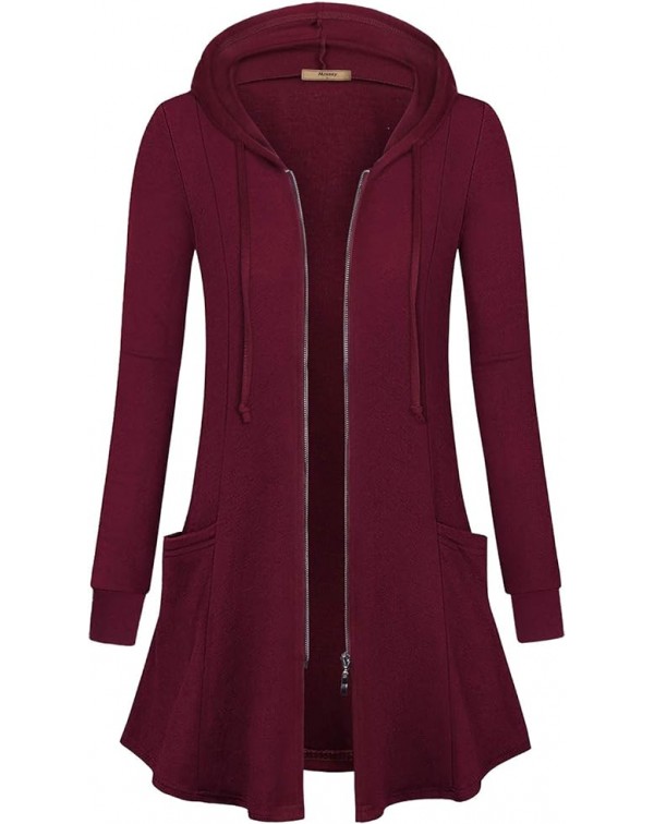 Geenhatt   Womens Zip Up Long Hoodie Jacket Lightw...