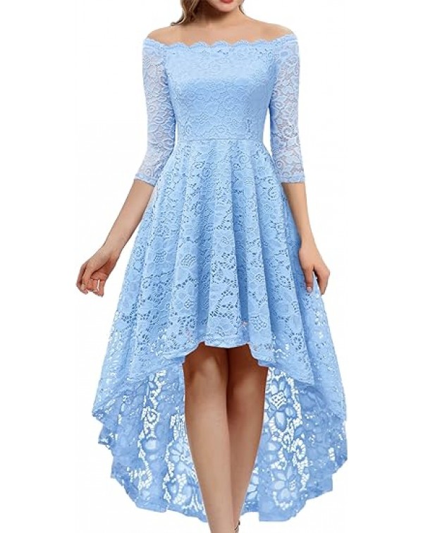 Geenhatt   Women's Lace Cocktail Dress Hi-Lo Off S...