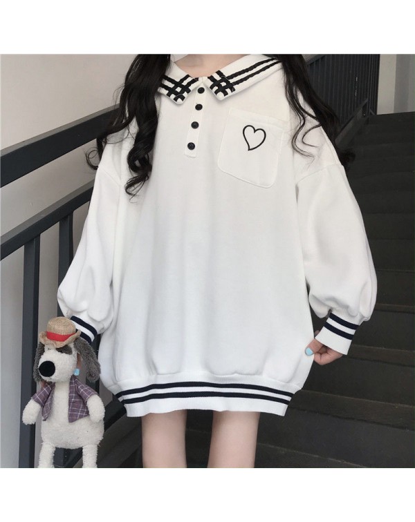 Greenhatt   Winter Kawaii Sailor Collar Hoodies Wo...